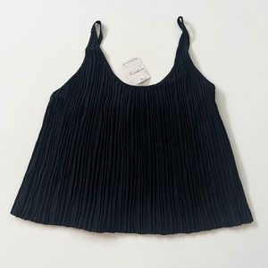 New FREE PEOPLE Intimately Cami Black Tank Top Ruched Rushed Strap FP Flow Small